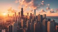 Sunset hues over chicago city Royalty Free Stock Photo