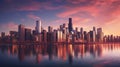 Sunset hues over chicago city Royalty Free Stock Photo