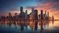 Sunset hues over chicago city Royalty Free Stock Photo