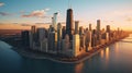 Sunset hues over chicago city Royalty Free Stock Photo