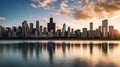 Sunset hues over chicago city Royalty Free Stock Photo