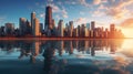 Sunset hues over chicago city Royalty Free Stock Photo