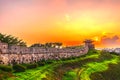 Sunset at Hwaseong Fortress in Seoul, South Korea. Royalty Free Stock Photo