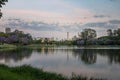 Sunset at Ibirapuera Park Lake and Sao Paulo Obelisk - Sao Paulo, Brazil Royalty Free Stock Photo