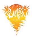 Sunset Ibiza typography, t-shirt graphics print design