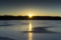 Sunset at ice lake in Sweden Scandinavia Europe