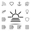 Sunset icon. Simple thin line, outline vector element of minimalistic, web icons set for UI and UX, website or mobile application Royalty Free Stock Photo