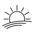 Sunset icon, sunrise icon. Sun, rise symbol. Morning icon.