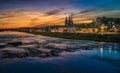 Sunset image of Blois and the Loire River, France