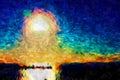 Sunset impressionism drawing