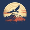 Sunset-inspired Retro Rock Eagle Vintage T-shirt Design Royalty Free Stock Photo