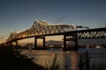 Sunset at Interstate 10 crossing the Mississippi River in Baton Rouge Royalty Free Stock Photo