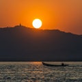 Irrawaddy River Sunset - Myanmar (Burma) Royalty Free Stock Photo