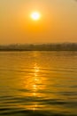 Sunset on Irrawaddy river Royalty Free Stock Photo
