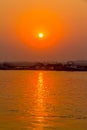 Sunset on Irrawaddy river Royalty Free Stock Photo