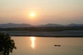 Sunset at Irrawaddy river in New Bagan, Myanmar Burma Royalty Free Stock Photo