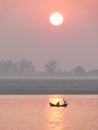 Sunset on the Irrawaddy River Royalty Free Stock Photo