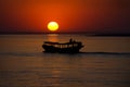 Sunset at Irrawaddy river Royalty Free Stock Photo