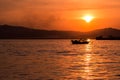 Sunset on the Irrawaddy River Royalty Free Stock Photo