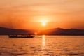 Sunset on the Irrawaddy River Royalty Free Stock Photo