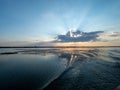 Sunset on Isaccel lake, Danube Delta, Romania Royalty Free Stock Photo