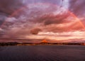 Sunset in Javea with the rainbow, Alicante Royalty Free Stock Photo