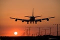 Sunset Jet Landing 3 Royalty Free Stock Photo