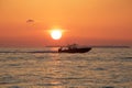 Sunset Speed Boat Royalty Free Stock Photo