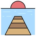 Sunset jetty icon, Summer vacation related vector Royalty Free Stock Photo