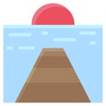 Sunset jetty icon, Summer vacation related vector Royalty Free Stock Photo