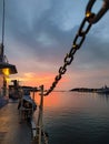 sunset  jetty  sea  shore  view Royalty Free Stock Photo