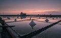 Sunset in Jing-Zai-Jiao Tile-Paved Salt Fields Royalty Free Stock Photo