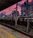 Sunset at JR Sannomiya station, Kobe, Japan.