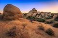 Sunset on the Jumbo Rocks of Joshua Tree National Park, California Royalty Free Stock Photo