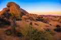 Sunset on the Jumbo Rocks of Joshua Tree National Park, California Royalty Free Stock Photo