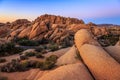 Sunset on the Jumbo Rocks of Joshua Tree National Park, California Royalty Free Stock Photo