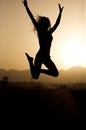 Sunset jumping. Royalty Free Stock Photo