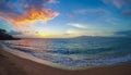 Sunset at Kaanapali Beach, Maui, HI Royalty Free Stock Photo