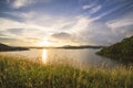 Sunset at Kaeng Krachan Dam in Thailand Royalty Free Stock Photo