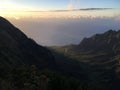 Sunset at Kalalau Lookout in Waimea Canyon on Kauai Island, Hawaii. Royalty Free Stock Photo