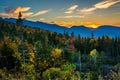 Sunset from Kancamagus Pass, on the Kancamagus Highway in White Royalty Free Stock Photo