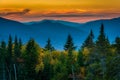 Sunset from Kancamagus Pass, on the Kancamagus Highway in White Royalty Free Stock Photo