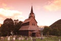 Sunset at Kaupanger Stave Church, Norway