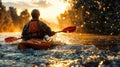 Sunset kayaking adventure on river