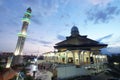 Sunset kediri city mosque Royalty Free Stock Photo