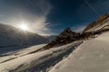 Sunset at Kee gompa tibetan monastery in Himalayas. Spiti valley, Himachal Pradesh, India Royalty Free Stock Photo