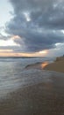 Sunset at Kekaha Beach Park in Kekaha on Kauai Island, Hawaii. Royalty Free Stock Photo