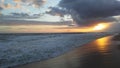 Sunset at Kekaha Beach Park in Kekaha on Kauai Island, Hawaii. Royalty Free Stock Photo