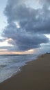 Sunset at Kekaha Beach Park in Kekaha on Kauai Island, Hawaii. Royalty Free Stock Photo