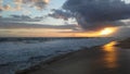 Sunset at Kekaha Beach Park in Kekaha on Kauai Island, Hawaii. Royalty Free Stock Photo